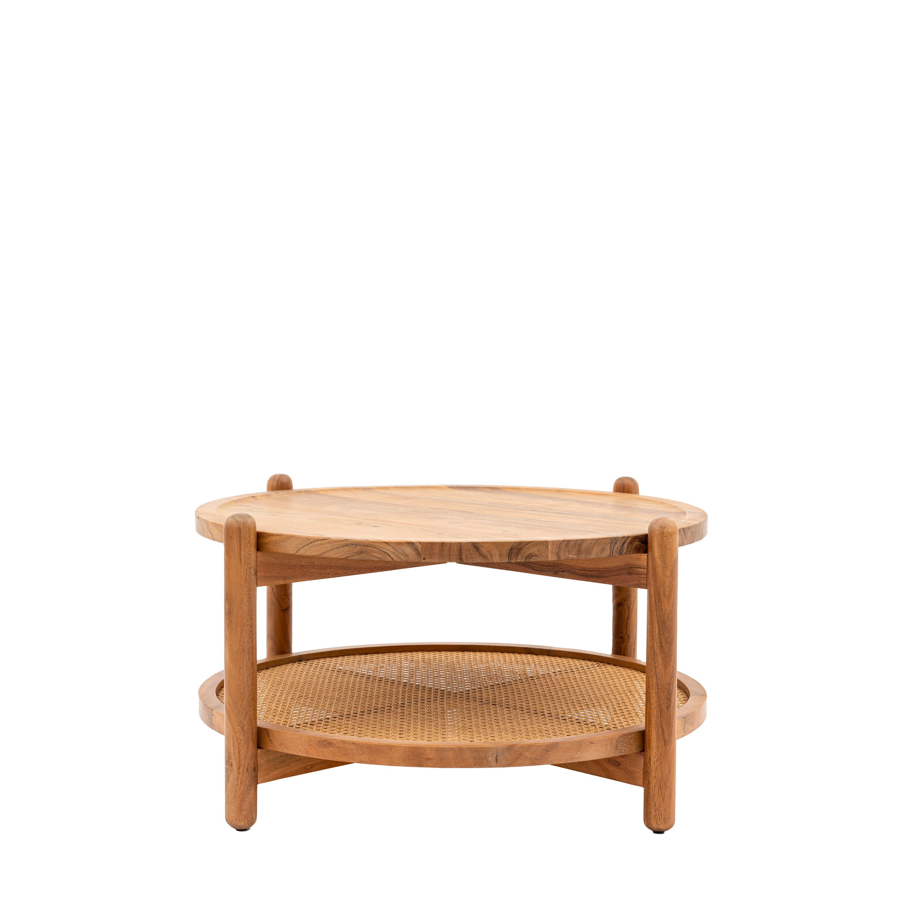 Wilmotte Natural Acacia Wood & Rattan Round Coffee Table